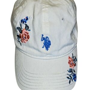 Polo by Ralph Lauren White Hat with Blue and Pink Embroidery